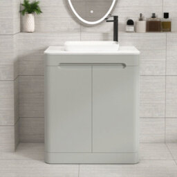 Royal Bathrooms Venice 700mm Dove Grey Freestanding Bathroom Countertop Vanity Unit 2 Door With Qubix Basin - thumbnail 1