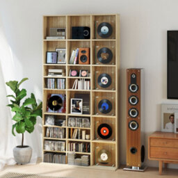 Homcom Dvd Cd Media Storage Rack, Video Display Unit, Oak Tone - thumbnail 8