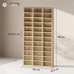 Homcom Dvd Cd Media Storage Rack, Video Display Unit, Oak Tone - thumbnail 3