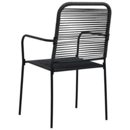 Berkfield 7 Piece Garden Dining Set Cotton Rope And Steel Black - thumbnail 8