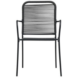 Berkfield 7 Piece Garden Dining Set Cotton Rope And Steel Black - thumbnail 6