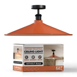 Industrial Flush Mount Ceiling Light Fixture Metal 40Cm Shade Indoor E27 Light Fitting For Bed Room, Kitchen, Living Room - thumbnail 1