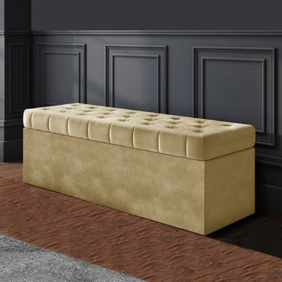 120Cm Sd Ottoman Storage Box, Mink Velvet Upholstered Chesterfield Storage Ottoman Box - image 1