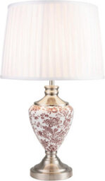 Lighting Supermarket Hepburn Large Ceramic Table Lamp Ivory Pleated Shade Red Printed Finish 58Cm - thumbnail 1