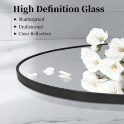 Artloge 60X80Cm Black Aluminum Alloy Frame Oval Mirror Wall Mount Bathroom Mirrors Matte Black - thumbnail 6