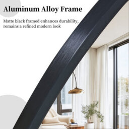 Artloge 60X80Cm Black Aluminum Alloy Frame Oval Mirror Wall Mount Bathroom Mirrors Matte Black - thumbnail 5