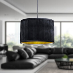First Choice Lighting Sundance - Black Velvet Pleated 30Cm Lamp Shade Gold Inner - thumbnail 4