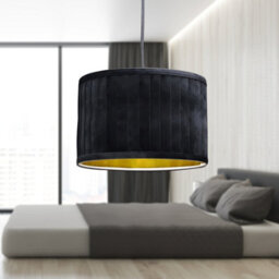 First Choice Lighting Sundance - Black Velvet Pleated 30Cm Lamp Shade Gold Inner - thumbnail 5