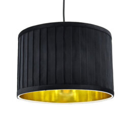 First Choice Lighting Sundance - Black Velvet Pleated 30Cm Lamp Shade Gold Inner - thumbnail 1