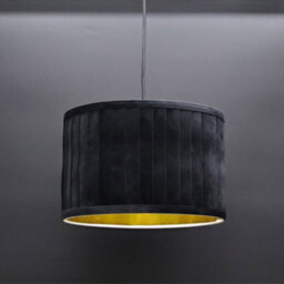 First Choice Lighting Sundance - Black Velvet Pleated 30Cm Lamp Shade Gold Inner - thumbnail 2