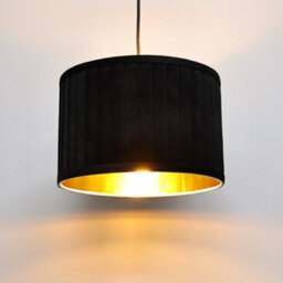 First Choice Lighting Sundance - Black Velvet Pleated 30Cm Lamp Shade Gold Inner - thumbnail 3