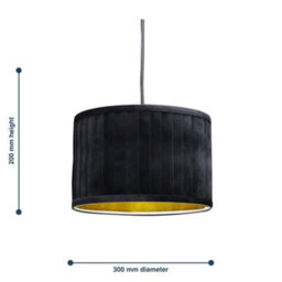 First Choice Lighting Sundance - Black Velvet Pleated 30Cm Lamp Shade Gold Inner - thumbnail 9