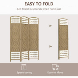 Homcom 3 Panel Folding Room Divider, Freestanding Privacy Screen, Natural - thumbnail 4