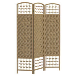 Homcom 3 Panel Folding Room Divider, Freestanding Privacy Screen, Natural - thumbnail 2