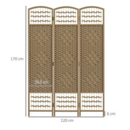 Homcom 3 Panel Folding Room Divider, Freestanding Privacy Screen, Natural - thumbnail 3