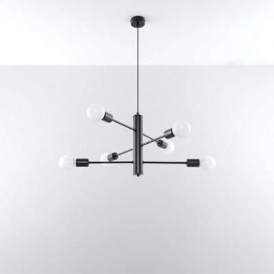 Sollux Lighting Duomo Steel Black 6 Light Classic Chandelier