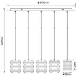 Luminosa Lighting Luminosa Angeline Bar Pendant Ceiling Light Matt Black 5X E27 - thumbnail 6