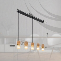 Luminosa Lighting Luminosa Angeline Bar Pendant Ceiling Light Matt Black 5X E27 - thumbnail 7