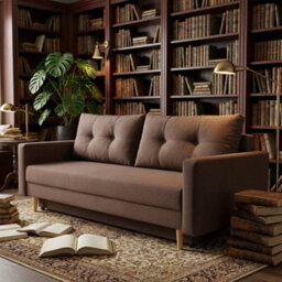 Bongo Upholstered Sofa Bed Hr Foam Bonnell Springs Wooden Legs Bedding Storage Living Room 220X94X86Cm Brown