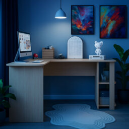 Harmin Natural Oak Coloured Corner Computer Desk - Perfect For Home Office - thumbnail 3