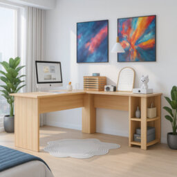 Computertafel/bureau - Bureautafel met 2 planken aan de rechter- of