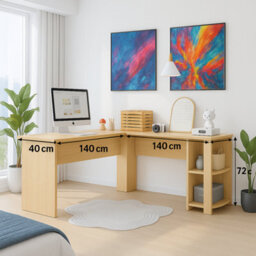 Harmin Natural Oak Coloured Corner Computer Desk - Perfect For Home Office - thumbnail 5