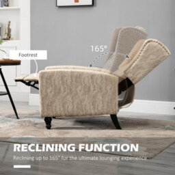 Wyld Haus Conofa Beige Microfibre Chesterfield Reclining Armchair - Mid Century Style, Manual Recline, Tufted Back - thumbnail 5