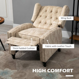 Wyld Haus Conofa Beige Microfibre Chesterfield Reclining Armchair - Mid Century Style, Manual Recline, Tufted Back - thumbnail 6