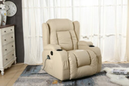 More4Homes Caesar Electric Bonded Leather Automatic Recliner Armchair With Heat And Massage (Cream) - thumbnail 8