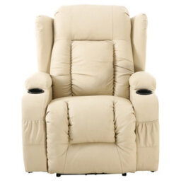 More4Homes Caesar Electric Bonded Leather Automatic Recliner Armchair With Heat And Massage (Cream) - thumbnail 3