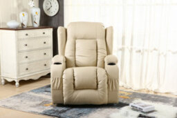More4Homes Caesar Electric Bonded Leather Automatic Recliner Armchair With Heat And Massage (Cream) - thumbnail 7