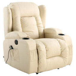 More4Homes Caesar Electric Bonded Leather Automatic Recliner Armchair With Heat And Massage (Cream) - thumbnail 2