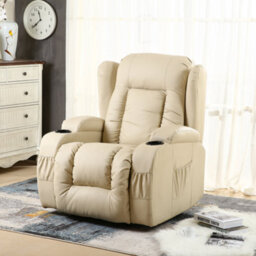 More4Homes Caesar Electric Bonded Leather Automatic Recliner Armchair With Heat And Massage (Cream)