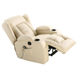 More4Homes Caesar Electric Bonded Leather Automatic Recliner Armchair With Heat And Massage (Cream) - thumbnail 4