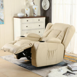 More4Homes Caesar Electric Bonded Leather Automatic Recliner Armchair With Heat And Massage (Cream) - thumbnail 6