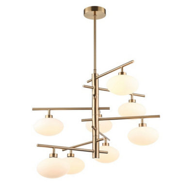 Luminosa Lighting Luminosa Modern Hanging Pendant Brass 8 Light  With White Shade, G9