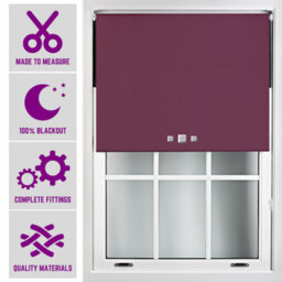 Furnished Triple Square Eyelet Blackout Blind Free Cut Service - Aubergine (W)120Cm X (L)210Cm - thumbnail 1