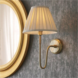 Loops Indoor Antique Brass Plate Wall Light - Cream Fabric Shade - Dimmable 10W Led E27 - thumbnail 3