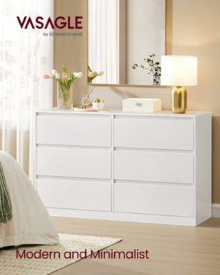 LEDREM 6-Drawer Storage Chest For Bedroom, Modern Clothes Organiser Cabinet, 40 X 119.4 X 75 Cm, White - image 1