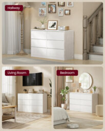 LEDREM 6-Drawer Storage Chest For Bedroom, Modern Clothes Organiser Cabinet, 40 X 119.4 X 75 Cm, White - thumbnail 6