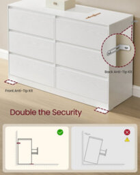 LEDREM 6-Drawer Storage Chest For Bedroom, Modern Clothes Organiser Cabinet, 40 X 119.4 X 75 Cm, White - thumbnail 4