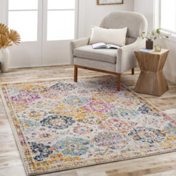 Livabliss Harput-Vintage Orange Blue Beige Grey Traditional Boho Living Dining Bedroom Rug 95 X 150 Cm Easy Care, Non Shedding - thumbnail 2