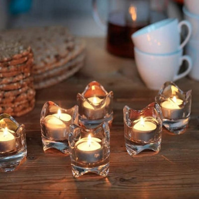 Biznest Crystal Romantic Tealight Holders Fashionable Glass Candle Banquet Decorations For Home Clear Set Of 6