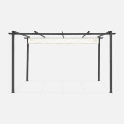 Sweeek - Aluminium Pergola Isla Off-White 394X298X222 Cm - With Retractable Roof Sliding Canvas The Ideal Arbour For Your - thumbnail 4
