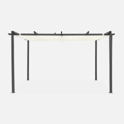 Sweeek - Aluminium Pergola Isla Off-White 394X298X222 Cm - With Retractable Roof Sliding Canvas The Ideal Arbour For Your - thumbnail 2