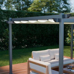 Sweeek - Aluminium Pergola Isla Off-White 394X298X222 Cm - With Retractable Roof Sliding Canvas The Ideal Arbour For Your - thumbnail 7