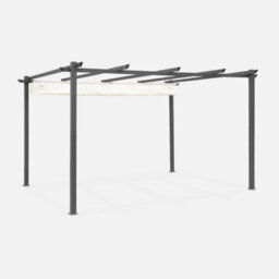 Sweeek - Aluminium Pergola Isla Off-White 394X298X222 Cm - With Retractable Roof Sliding Canvas The Ideal Arbour For Your - thumbnail 3