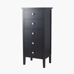 Pacific Lifestyle Satin Black Wood 5 Drawer Tall Boy - thumbnail 3