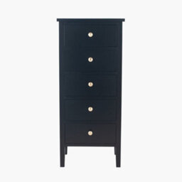 Pacific Lifestyle Satin Black Wood 5 Drawer Tall Boy - thumbnail 2