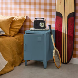 Sweeek - Industrial Metal Bedside Table With 1 Door Soho Grey Blue 38X38X57 Cm - thumbnail 6